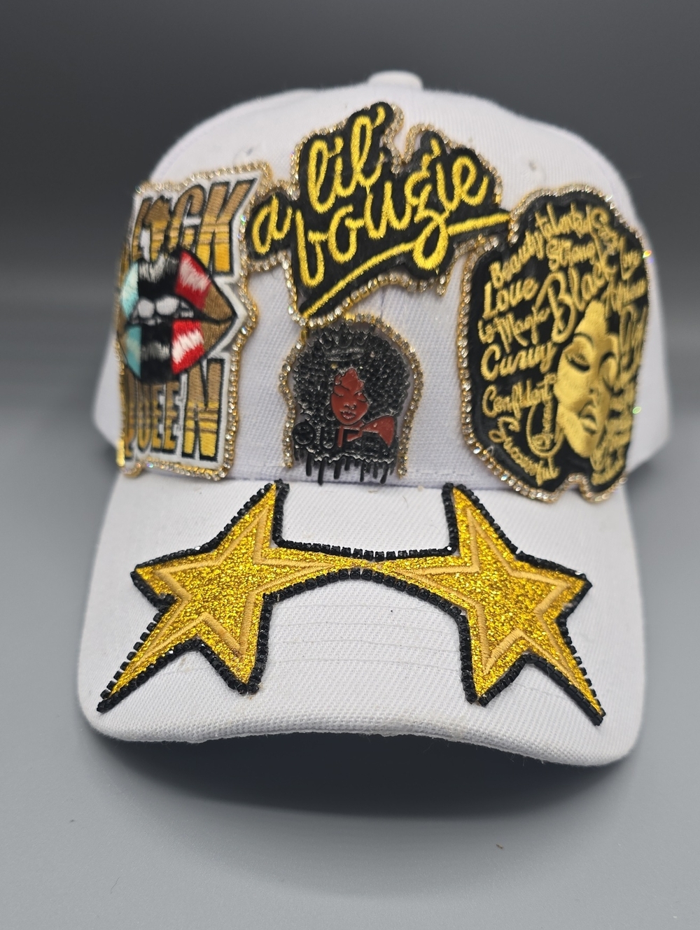 White BLING Cap with Gold EMBELLISHMENTS